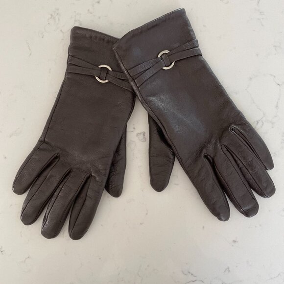 Jessica Leather Acrylic Lined Outdoor Gloves w Silver Embellishment Sz OS NWOT - Picture 2 of 11